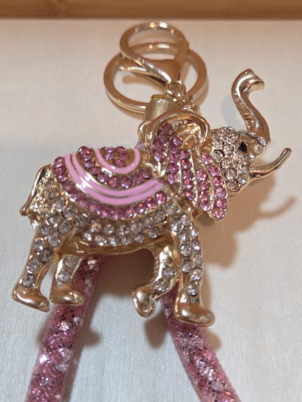 ✨ Luxury Rhinestone Pink Elephant Bag Charm & Keychain ✨
